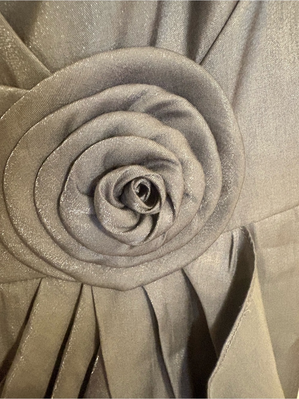 Andre Oliver Slate Gray Sleeveless Sheath Dress Rosette Accent. - Picture 3 of 9